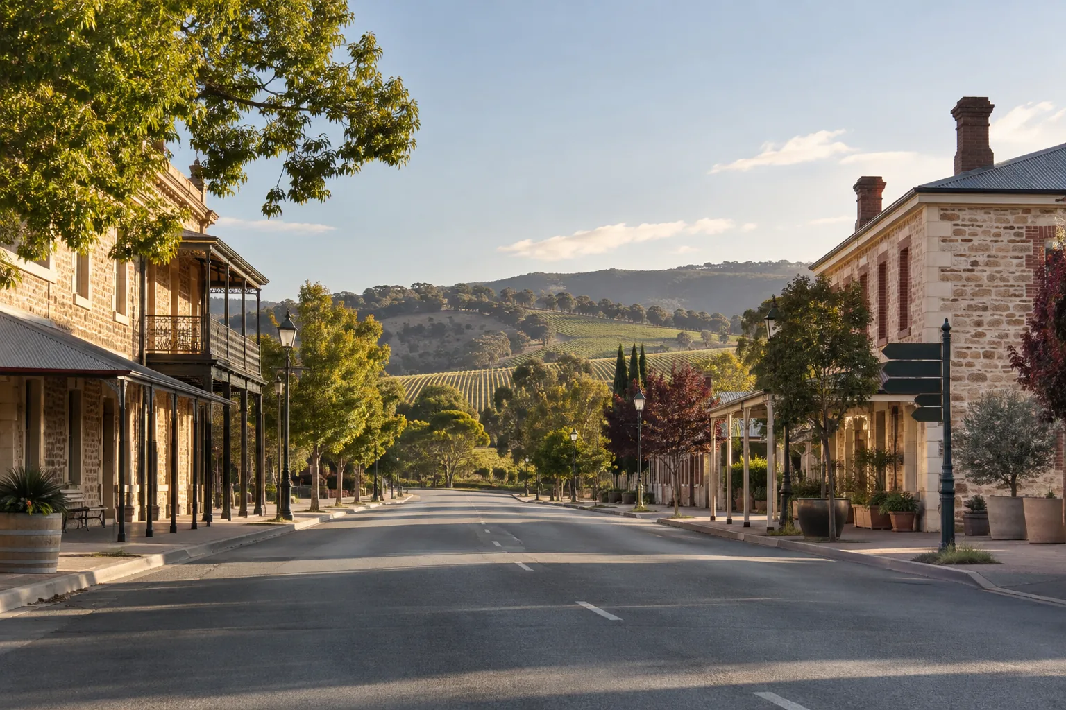 Barossa town and vineyard landscape